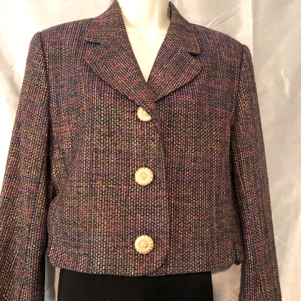 100% Woven Silk Ann May Cropped Jacket.  Size 8